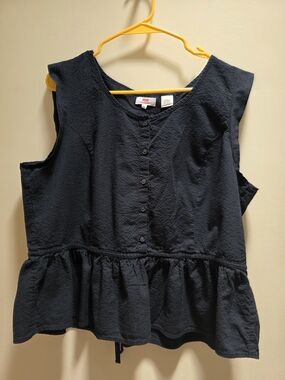 Levi's Womens Renata Black Button-Front Peplum Top
